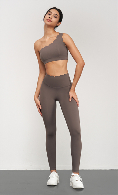 Gym sans manches Top Scalloped One épaule Sports Yoga Bras