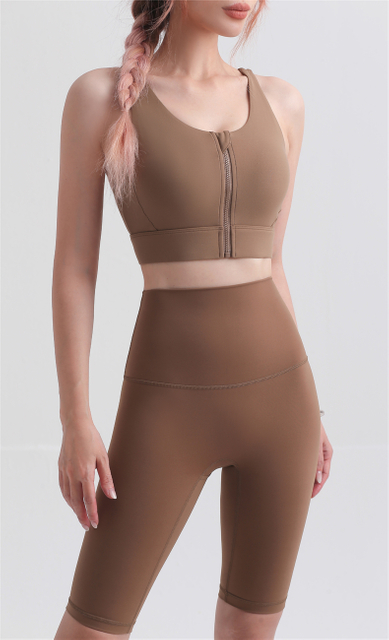 Zipper avant réglable Soft Stretchy Material Fitness Yoga Running Gym sexy 