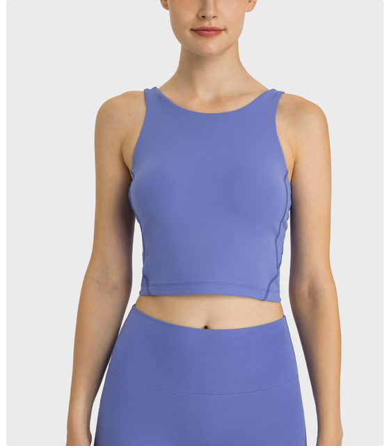 Fitness High Neck Crop Top Workout Construit In Bra Women Woalin Crop Tops Sport Top Top Gym Wear Sport Wear