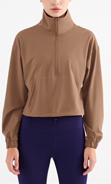 Vestez à la glissière Zipper Horse Riding Veste Equestrian Equestrian Femme's Soft High Collar Riding Top avec poche avant