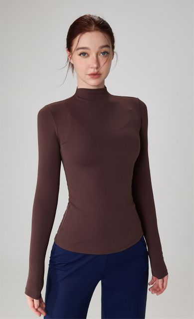  MOQ MOQ Breatte de yoga léger haut de yoga haut collier haute manche longue de la peau