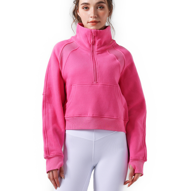 Manteau de sport à moitié zipper collier de mode bouton de fashion de fin 