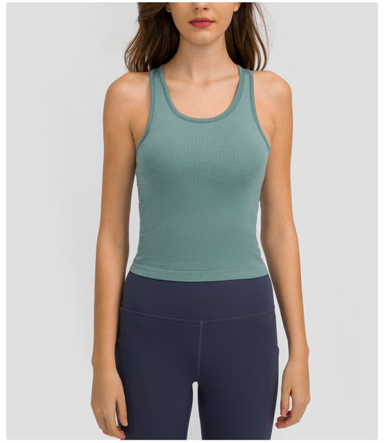 NOUVEAU RATEUR RIGBED BACK TIOP avec gilet sportif décontracté de soutien-gorge intégré Bra Fitness